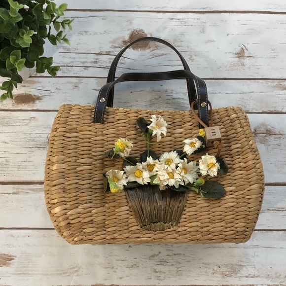 Esprit Handbags - ESPRIT Daisy Straw Bag with brown handles